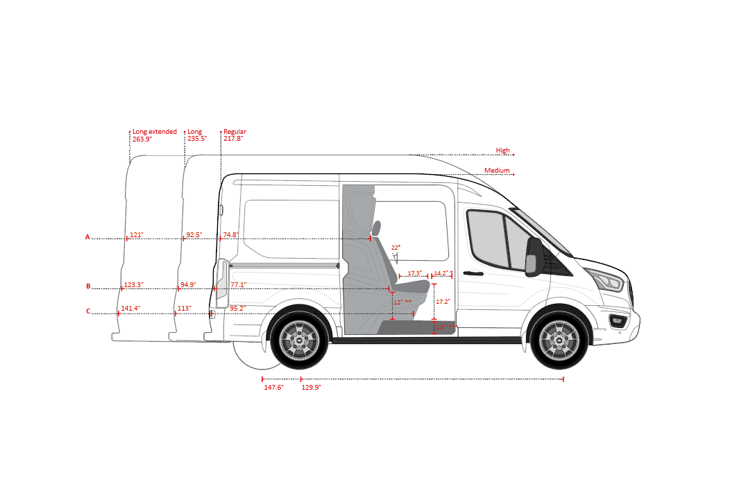 Dimensions Ford Transit Crew Van by Snoeks Automotive